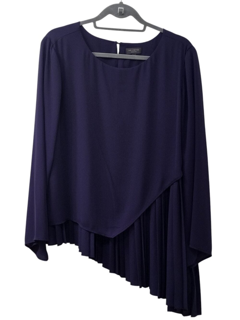 The Limited Long Sleeve Pleated Blouse, Size XL, Midnight Blue